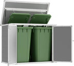 Amopatio 41 Cu Ft Outdoor Storage Shed, Horizontal Resin Trash Can Storage, Weather Resistance, Storage Box with Floor Included for Garden Tools, Lawn Mowers, Garbage Cans, Patio Use, Sandstone