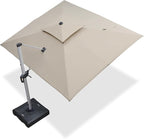 PURPLE LEAF 9' X 11' Patio Umbrella Outdoor Rectangle Umbrella Large Cantilever Umbrella Windproof Offset Heavy Duty Sun for Garden Deck Pool Patio, Beige