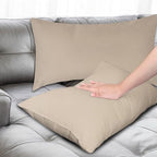 Covers & All Premium Square Throw Pillow Inserts with Covers Set of 4, 14 x 22 Inches Beige, Decorative Cushions for Couch Sofa Home Decor Office Travel UV Resistant Waterproof Soft Cushions Pillows