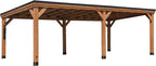 Backyard Discovery Arcadia 24' x 12' Cedar Wood Outdoor Gazebo Pavilion with Hardtop Galvanized Steel Slope Roof, Snow Support, Wind Resistance, PowerPort, Shade for Garden, Patio, Deck, Entertaining