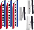 FFN 3-Pack of Open House Feather Banner Flag Kits, Includes Flag Poles, Ground Stakes, and Travel Bags, 15ft Large Outdoor Signs for Real Estate Agents