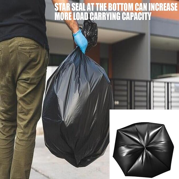 2-4 Gallon Trash Bags, 200 Count Black Garbage bags, Small Trash Can Bin Liners for Bathroom, Office, Industrial, Commercial, Janitorial, Municipal, Recycling…
