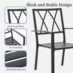 Outdoor Dining Chairs Set of 4, Aluminum Frame Stackable Patio Dining Chairs with Armrest, Wrought Iron Patio Bistro Chairs for Lawn, Backyard, Garden, Porch