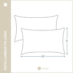 Indoor Outdoor Lumbar Pillows,Waterproof Outdoor Pillows Set of 2 for Patio Furniture,12×20 Inch,Beige
