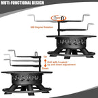 47 Inch Outdoor Fire Pit with 2 Grills, Extra Large BBQ Firepits for Outside, Metal Round Fire pits with Lid&Fire Poker,3 in 1 Wood Burning Outdoor Fireplaces for Backyard,Patio,Bonfire