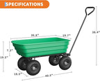 All-Terrain Garden Dump Cart with Removable Bed | 600Lb Heavy Duty Utility Wagon for Yard Work | 180° Pivoting Handle for Easy Control | Hauls Soil, Plants, Tools with Ease