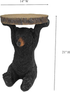 American Black Bear Side Table Pedestal End Table Stool Resin Bear Statue Hand Painted Sculpture Home Office Living Room Decor