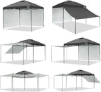 KAMPKEEPER 10x10 Easy Pop Up Canopy Tent with Sidewalls, Instant Outdoor Shade Shelter with Removable 10FT Sun Walls, Quick Setup Waterproof and UV-Resistant for Patio (Black, 2 sidewall)