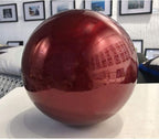35cm/14inch Diameter Gazing Globe Mirror Ball,Red Stainless Steel Polished Reflective Smooth Garden Sphere,Colorful and Shiny Addition to Any Garden or Home