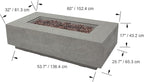 AMS Creations | Madison 60" Rectangular Propane Gas Outdoor Fire Pit Table | Light Gray Concrete GFRC | Limestone Texture or Surface | Electronic Ignition | Outside Backyard Fireplace