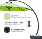 7 Piece Patio Dining Set with 11ft Patio Umbrella (Apple Green), 7 Navy Outdoor HDPE Dining Set with 6 Chairs + 1 Large Table, for Market, Pool, Garden, Backyard, Deck