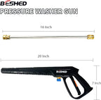 Durable Pressure Washer Gun Kit, Power Washer Gun with Replacement Extension Wand, M22 Fitting, 5 Spray Nozzle Tips, 37 Inch, 3000 PSI