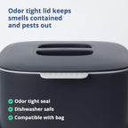 Blue Ginkgo Kitchen Compost Bin [2.6L / 0.69 GAL] – Filter-Free, Odor-Tight Countertop Food Waste Pail with Handle (Made in Korea, Gray)