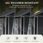 8x8 FT Resin Outdoor Storage Shed with Floor and Window, Outside Waterproof Plastic Garden Sheds w/Lockable Door & Vents, All-Weather Tool House for Patio, Backyard, Lawn, Dark Gray