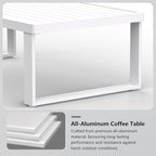 Aluminum Outdoor Coffee Table - White Rectangle Patio Tables for Deck, and Poolside