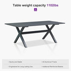 PURPLE LEAF Outdoor Dining Set for 8 All-Weather 9 Pieces Patio Aluminium Dining Table and Rope Weave Chairs Included Cushions for Backyard Indoor Decor Kitchen Patio Furniture Set Grey and Navy