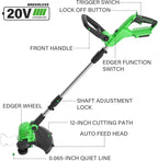 SOYUS Weed Wacker Cordless, 20V 12 Inch Cordless String Trimmer Edger, Weed Wacker Battery Operated with 8 PCS Replacement Spool Trimmer Lines with 2x2.0Ah Battery and Charger