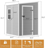 Resin Outdoor Storage Shed with Floor 5x4 FT Waterproof Plastic Sheds Kit Window Lockable Door Included, Outside Small Garden Tools Sheds for Backyard Patio