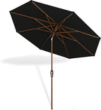 Midtown Umbrellas Wooden 2-9 Feet Outdoor Patio Umbrella, Terylast Ebony Fabric, Aluminum Frame For Backyard Umbrella, Deck Umbrella, Garden Umbrella & Pool Umbrella - Wooden Pole