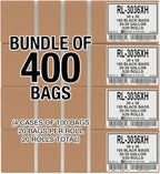 Aluf Plastics - RL-3036XH 20-30 Gallon Trash Can Liners (400 Count) - 30" x 36" - Thick 1.5 MIL Equivalent Black Trash Bags for Bathroom, Kitchen, Office, Industrial, Commercial, Recycling and More
