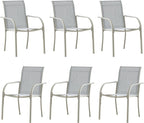 Outdoor Dining Chairs Set of 6, Stackable Patio Chairs with Textilene Fabric, Lightweight Garden Chairs for Poolside, Backyard, Camping, Beige