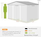 Outsunny 9' x 6' Outdoor Storage Shed, Garden Tool Metal Shed with Foundation Kit, Double Lockable Door, Air Vents and Sloping Roof, for Backyard, Patio, Lawn, Green