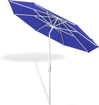 Midtown Umbrellas The Swilt 8 Feet Patio Umbrella in Terylast Midnight (Royal Blue) Polyester Fabric - Fiberglass Ribs, Auto-Tilt Aluminum Frame For Backyard, Deck, Garden, Pool - White Pole
