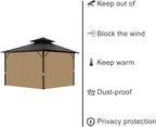Gazebo Universal Replacement Privacy Curtain, 10'X10' Gazebo Curtain Outdoor Waterproof, 4-Panels Sidewall Curtains with Zipper for Patio, Garden and Backyard (Only Curtains, 10'x10', Brown)
