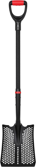 SHARK ATTACK Heavy Duty Sifting Shovel, 45 Inch Powder Coated Steel Mesh Shovel with D-Grip Handle for Beach, Soil & Chicken Coop, Farm Goat Stall Sand Poop Cleaning