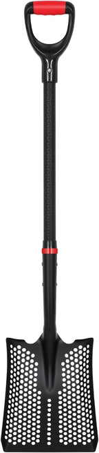 SHARK ATTACK Heavy Duty Sifting Shovel, 45 Inch Powder Coated Steel Mesh Shovel with D-Grip Handle for Beach, Soil & Chicken Coop, Farm Goat Stall Sand Poop Cleaning