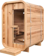 ZONEMEL Outdoor Steam Sauna for 2 Person, Canadian Red Cedar Sauna Room with 4.5KW Heater, 8mm Tempered Glass, Floor Kit, 220V (0-195 °F)