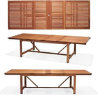 Amazonia Arizona 9-Piece Patio Rectangular Extendable Dining Table Set | Eucalyptus Wood | Ideal for Outdoors and Indoors