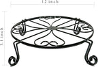 2 packs 12" Black Metal Plant Stands Heavy Duty Plants Holder Outdoor Indoor, Round Wrought Iron Sturdy Flower Planter Pot Stand, Corner Gardening Inside Potted Plant Risers - 12Inches