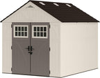 Suncast 8x10 Ft. Outdoor Storage Shed - Large Resin Outdoor Shed with Floor Included, Lockable Double Doors & Skylights. 547 Cu Ft Tremont Garden Plastic Sheds for Lawn Tools, Riding Mowers, & Bikes