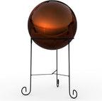 Lulu Decor, Dark Copper Stainless Steel Gazing Mirror Ball Size 12 with Stand