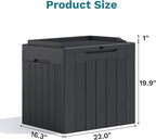 Patiolife 30 Gallon Resin Deck Box, Small Outdoor Storage for Garden Tools, Pool Supplies, Waterproof and Lockable, Black