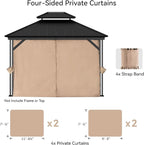 Gazebo Curtain Replacement Universal 4-Panel Sidewalls 10' x 12', Outdoor Gazebo Privacy Curtains with Zipper, Replacement for Outdoor, Patio Canopy, Garden and Backyard (Curtain Only)