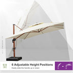 PURPLE LEAF 12ft Patio Umbrella Outdoor Square Umbrellas Large Cantilever Umbrella Windproof Offset Heavy Duty Sun Umbrellas for Garden Deck Pool Patio, Cream