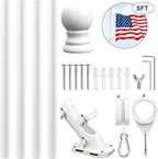 REERON House Flag Pole kit, 5 FT Metal Spinning Flag Poles Kit, 1" Tangle Free Stainless Steel Flagpole with 360° Flagpole Rings & 2-Position Bracket for Outside House Porch Wall Mount for 3x5 Flag