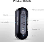 300W Power Inverter 12V DC to 110V AC Car Adapter with 4.8A Dual USB Ports and AC Outlets, Portable Compact Power Converter for Laptop, Phone, Tablet, RV, Camping(Black)