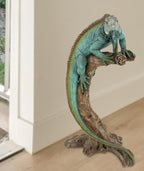 Large Iguana Garden Statue – 22” Realistic Lizard Sculpture for Indoor or Outdoor Use | Tropical Reptile Decor for Patio, Lawn, Poolside, or Home Display – Cast Polyresin Full Color