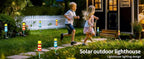 Solar Lighthouse Outdoor Decor (2PACK) Ideal for pathway lighting in gardens, walkways, and patios. Enhances garden, lawn, planter, backyard, and courtyard decor. Nautical-Style Outdoor Solar Lights