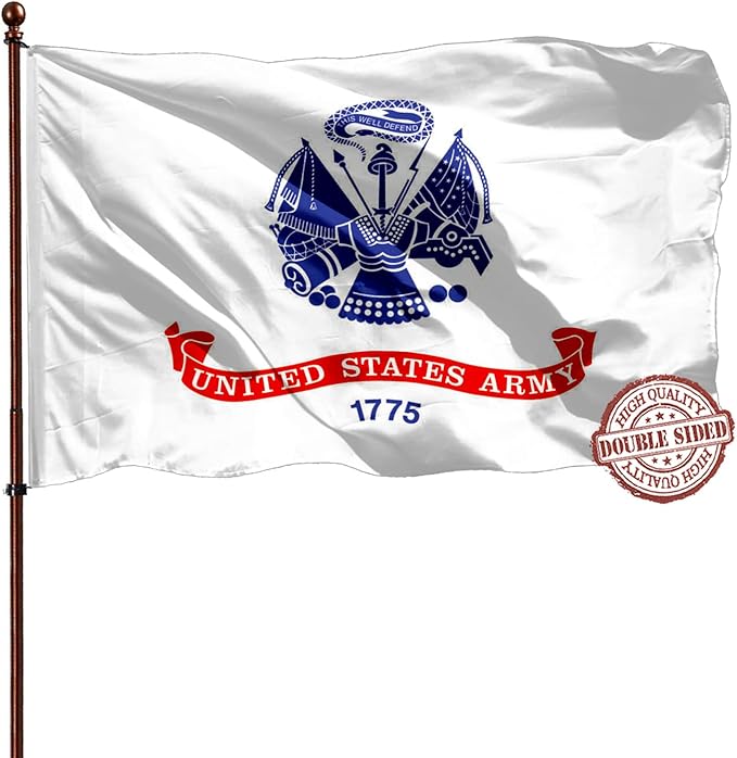 White US Army Flag 3x5 Outdoor Double Sided- 3Ply 240D 4 Rows Stitched- Military USA 1775 Army Flag UV Fade Resistant With Canvas Header & 2 Brass Grommets