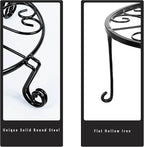 2 pack 10" 12" Rustproof Black Metal Plant Stands Heavy Duty Plants Holder Outdoor Indoor, Round Wrought Iron Sturdy Flower Planter Pot Stand, Corner Gardening Inside Potted Plant Risers - 10Inches