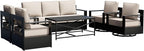 Outdoor Patio Furniture Set, 6-Piece Aluminum Patio Conversation Set All-Weather Metal Outdoor Sectional with 6 Inch Thick Cushions, Deep Setting for Garden, Outside and Porch