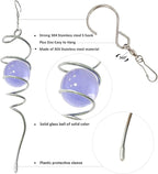 Gazing Ball Spiral Decorative Wind Spinner Sun Catcher 11inch Tail and 2 inch Glass Orb. Indoor Outdoor Garden Decoration Wind Sculptures-13 inch Height (Purple)