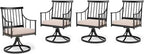 PHI VILLA Swivel Chairs Set of 4 Patio Dining Rocker Chair with Cushion Rocking Patio Furniture for Garden Backyard Bistro, Beige