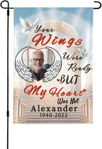Custom Memorial Flag Personalized Garden Flag for Cemetery in Loving Memory with Photo Name Date Memory Flags Outdoor Double Sided Yard Flags (A-Memorial Flag, 12x18(in))