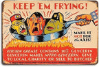Keep 'Em Frying" WWII Vintage Metal Sign - 8x12" Aluminum Wall Art for Home, Kitchen, Bar, Cafe & Garage Decor - Easy Install