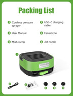 Portable Cordless Electric Sprayer with 3.2 Gal Water Tank, Auto-Retract & Any-Length Lock Hose, 3 Nozzles Portable Pressure Washer for Rinseless Car Wash, HVAC Coil Cleaning, Pet Care & Outdoor Use